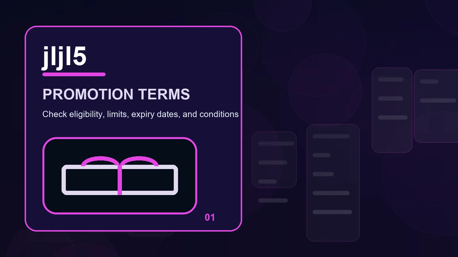 jljl5 promotions overview showing filters, information panels, and comparison notes